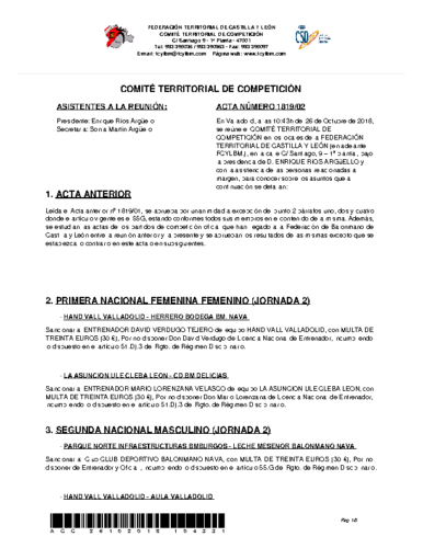 ACTA Nº 2 COMITÉ TERRITORIAL DE COMPETICIÓN