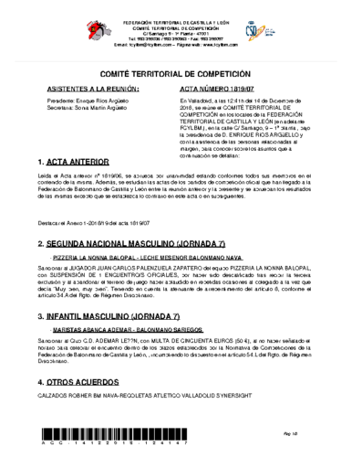ACTA Nº 7 COMITÉ TERRITORIAL DE COMPETICIÓN