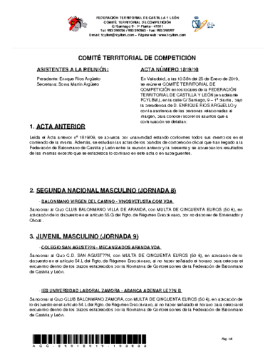 ACTA Nº 10 COMITÉ TERRITORIAL DE COMPETICIÓN