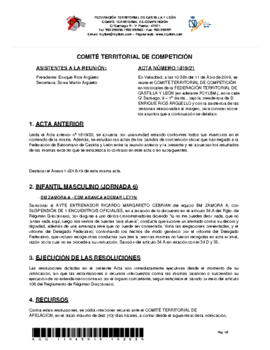 ACTA Nº 21 COMITÉ TERRITORIAL DE COMPETICIÓN