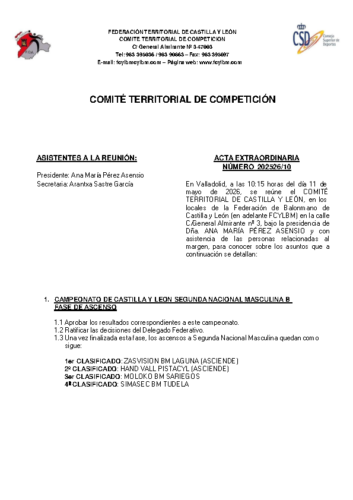 ACTA 10 EXTRA – 11/05